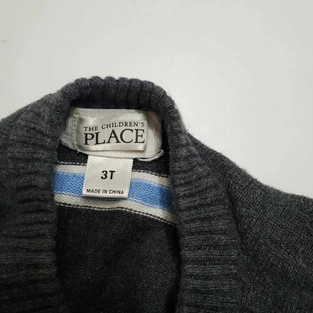 The Children's Place Baby Boys Sweater Black Blue Striped V-Neck Long Sleeve 3T
